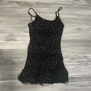 Altar'd State Black Mini Dress with Silver Polka Dot Accents Medium
